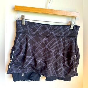 Athleta - Contender 2-1 exercise or biking Skort, Black with accents, Size Med